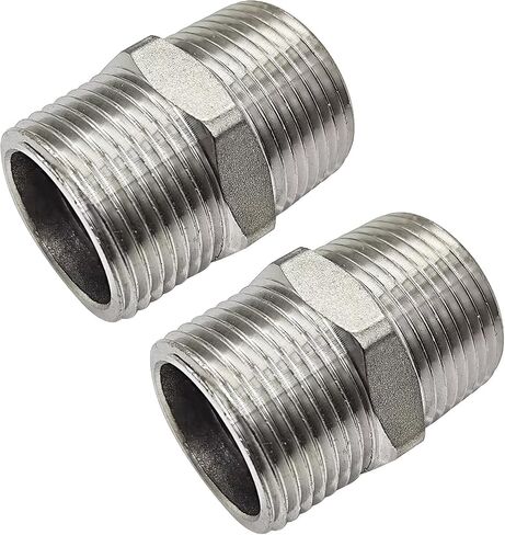 JoyTube 1/4" ذكر إلى 1/4" ذكر NPT حلمة سداسية 304 تركيبات أنابيب من الفولاذ المقاوم للصدأ (عبوة من 5) in Kuwait