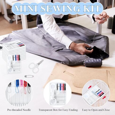 Milkary 60 Boxes Mini Sewing Kit, Travel Portable Hand Sewing Kit Bulk, Pre-Thread Needle Tools Holder Box with Threads Scissors Pin Button for Beginner Traveler DIY Repair Home Hotel in Saudi Arabia