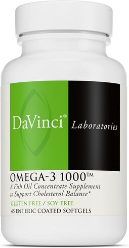 DaVinci Labs Omega-3 1000 - Dietary Supplement to Maintain Already Normal Cholesterol Levels and Support Immune System, Hair and Skin* - Gluten-Free - 90 Enteric Coated Softgels in Kuwait