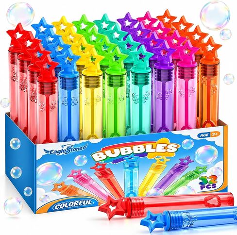EagleStone 32 Pcs Star Bubble Wands for Kids, 8-Color Mini Party Favors in Saudi Arabia