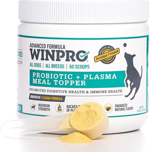 WINPRO Dog Probiotic Powder Meal Topper, Spray Dried Plasma with Prebiotics and Probiotics for Digestive Support and Gut Health for Dogs, All Breeds, Ages, and Sizes, 60 Scoops, Made in USA in Kuwait