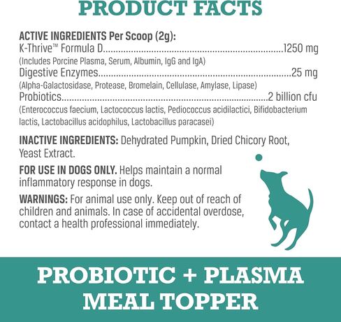 WINPRO Dog Probiotic Powder Meal Topper, Spray Dried Plasma with Prebiotics and Probiotics for Digestive Support and Gut Health for Dogs, All Breeds, Ages, and Sizes, 60 Scoops, Made in USA in Kuwait