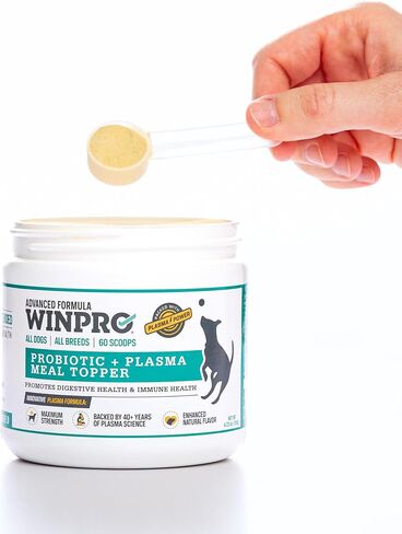 WINPRO Dog Probiotic Powder Meal Topper, Spray Dried Plasma with Prebiotics and Probiotics for Digestive Support and Gut Health for Dogs, All Breeds, Ages, and Sizes, 60 Scoops, Made in USA in Kuwait