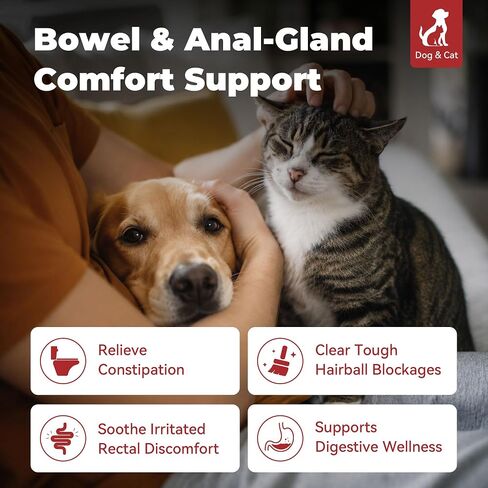 Constipation Relief for Dogs and Cats-Fast Acting,Gently Stool Stimulates,Supports Healthy Bowel Movements and Hairball Remedy,Vet Recommended,Disposable Pet Relief for Cats & Dogs,6 Pack 5ml in Kuwait