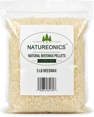 NATUREONICS White Beeswax Pellets 5 lb - 100% Pure & Natural Beeswax Pastilles, Triple Filtered Premium Grade Bulk Beads for Candle Making, DIY Beeswax Wraps, Lip Balm, Skin Care & Soap (80 oz) in Saudi Arabia