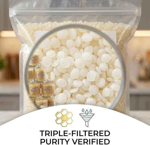 NATUREONICS White Beeswax Pellets 5 lb - 100% Pure & Natural Beeswax Pastilles, Triple Filtered Premium Grade Bulk Beads for Candle Making, DIY Beeswax Wraps, Lip Balm, Skin Care & Soap (80 oz) in Saudi Arabia