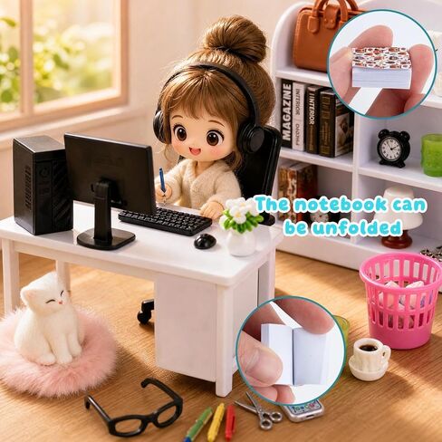 1:12 Scale Dollhouse Miniature Office Desk Set Work Scene 131 Pcs Furniture in Kuwait