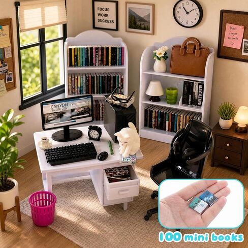 1:12 Scale Dollhouse Miniature Office Desk Set Work Scene 131 Pcs Furniture in Kuwait