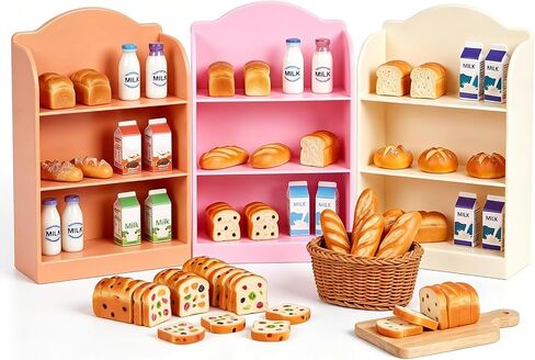 3Pcs Miniature Supermarket Shelves Mini Doll House Store Storage Bookshelf Display Shelves Furniture Model 3Layers Kitchen Shelf Display Books Storage Racks Mini Food Drink Bottle Locker Decor in Kuwait