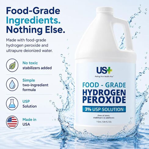 Food Grade 3% Hydrogen Peroxide - Versatile All-Natural Cleaner - Made in USA - 1 Gallon (128 Fl Oz) in Kuwait