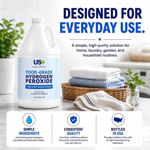 Food Grade 3% Hydrogen Peroxide - Versatile All-Natural Cleaner - Made in USA - 1 Gallon (128 Fl Oz) in Kuwait
