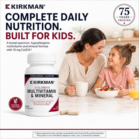 Kirkman - Kids Multivitamin and Mineral Capsules - with Vitamin C and D3 - No Casein, Gluten, Soy, Colors or Flavors - Great for Immune Support and Bone Health, 120 Capsules in Kuwait