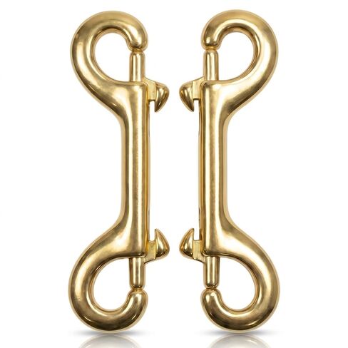 Faneta Solid Brass Double Ended Bolt Snap Hook, Marine Grade Double End Scuba Diving Clips, Heavy Duty Trigger Chain Clip Key Holder for Pet Feed Bucket Hammock Horse Tack (2-Pack) (90mm) in Kuwait