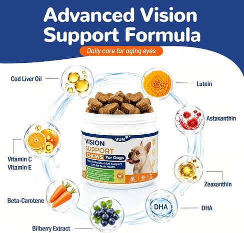 VUN Dog Eye Supplements-Dog Vision Supplement Soft Chew for Cloudy Eyes in Kuwait