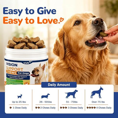 VUN Dog Eye Supplements-Dog Vision Supplement Soft Chew for Cloudy Eyes in Kuwait