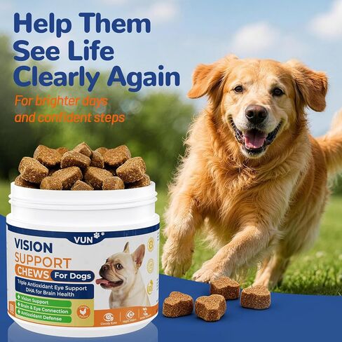 VUN Dog Eye Supplements-Dog Vision Supplement Soft Chew for Cloudy Eyes in Kuwait