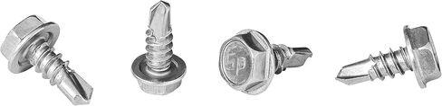 #10 x 3/4'' Hex Washer Head Self-Drilling Tek Screw Zinc Plated Steel for Attaches Sheet Metal Steel or Steel to Metal - Box of 100 in Kuwait