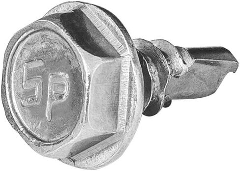 #10 x 3/4'' Hex Washer Head Self-Drilling Tek Screw Zinc Plated Steel for Attaches Sheet Metal Steel or Steel to Metal - Box of 100 in Kuwait