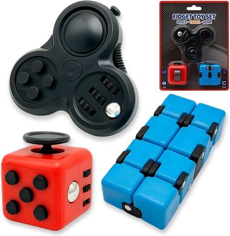 Fidget Cube for Adults 3 Pack Set, Fidget Cube Bundle with Infinity Cube & Rotating Hand Fidget, Fidget Square Cube Pieces for Desk, Office, and Everyday Use in Saudi Arabia