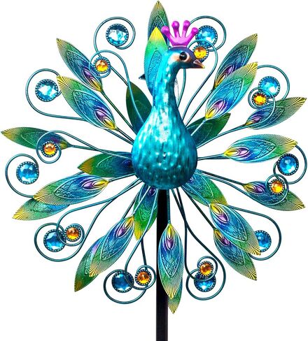 58" Peacock Wind Spinner,Metal Double Wind Sculpture in Saudi Arabia