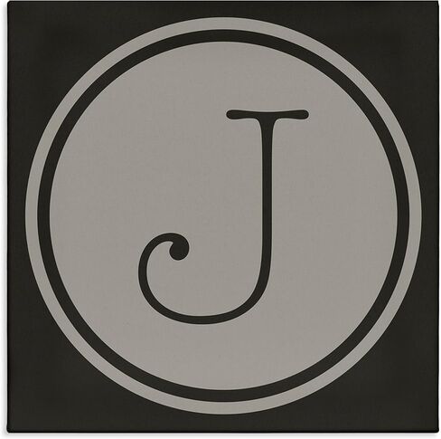 Stupell Industries Modern D Initial Elevator Key Circular Shape, Designed by Ziwei Li Canvas Wall Art, 36 x 36, Grey in Kuwait
