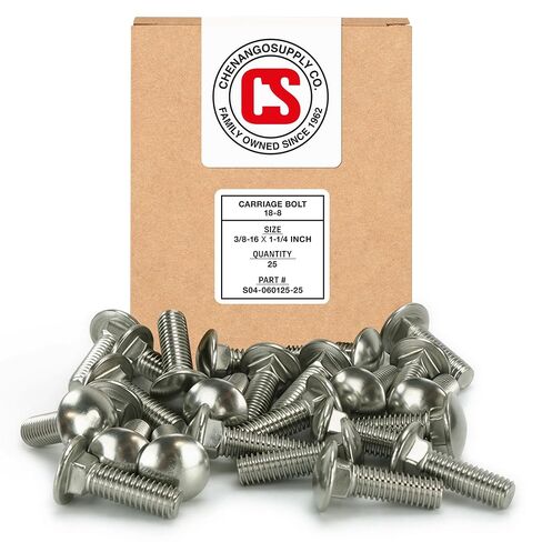Stainless 3/8-16 x 2 Carriage Bolt (1" to 5" Lengths Available in Listing), 18-8 Stainless Steel,25 Pieces (3/8-16x2(25pcs)) in Kuwait