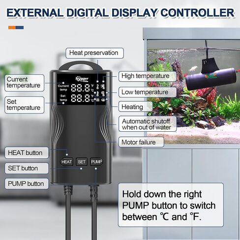 hygger Aquarium Heater with Upgrade Water Circulatio,Submersible Fish Tank Water Heater Digital Display,Auto Temperature Control for Freshwater Saltwater Safety Shut-Off Protection (800W,80~220Gal) in Kuwait