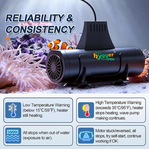 hygger Aquarium Heater with Upgrade Water Circulatio,Submersible Fish Tank Water Heater Digital Display,Auto Temperature Control for Freshwater Saltwater Safety Shut-Off Protection (800W,80~220Gal) in Kuwait