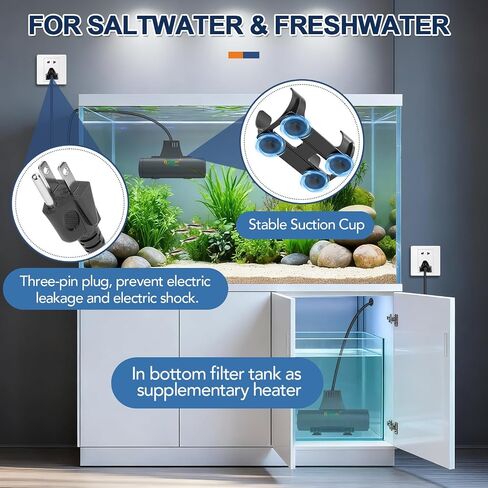 hygger Aquarium Heater with Upgrade Water Circulatio,Submersible Fish Tank Water Heater Digital Display,Auto Temperature Control for Freshwater Saltwater Safety Shut-Off Protection (800W,80~220Gal) in Kuwait