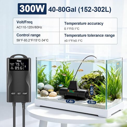 hygger Aquarium Heater with Upgrade Water Circulatio,Submersible Fish Tank Water Heater Digital Display,Auto Temperature Control for Freshwater Saltwater Safety Shut-Off Protection (800W,80~220Gal) in Kuwait