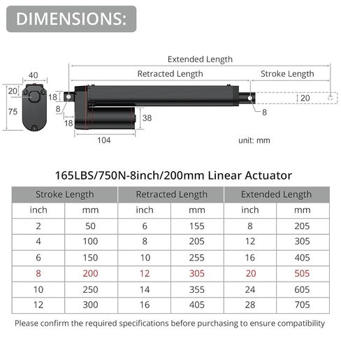 Justech 100mm 4-inch Linear Actuator Motor Heavy Duty 750N DC 12V for Auto Car RV Electric Door Opener Industrial Agricultural Machinery Clean Sweeping Vehicles Vessels Cargo Medical Window-Black in Kuwait