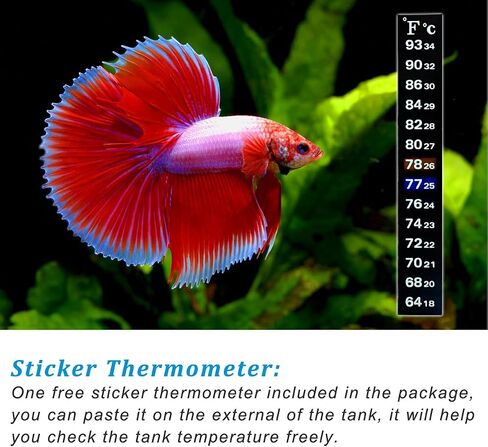PULACO 50Watt Aquarium Heater for 6-15 Gallon Fish Tank, Adjustable Submersible Heater Thermostat with Thermometer Strip and Suction Cup in Kuwait