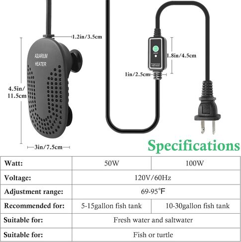 HITOP 100W Mini Adjustable Aquarium Heater: Digital Fish Tank Heater with Protective Cover and Controller for 5-30Gallon in Kuwait