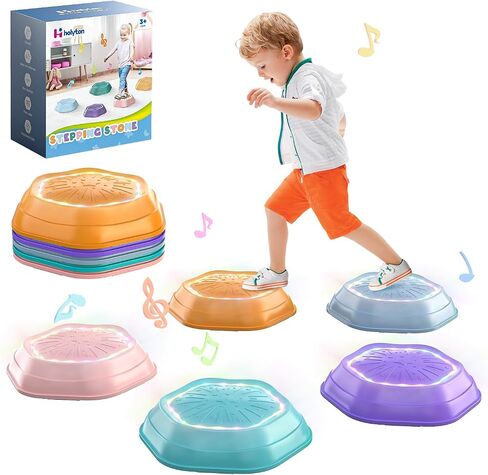 Holyton Light-Up Musical Stepping Stones for Kids, 5 Pack in Kuwait