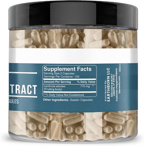 Earthborn Elements Shiitake Mushroom Extract 200 Capsules, Pure & Undiluted, No Additives in Kuwait