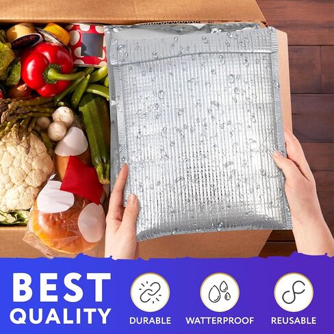 APQ Thermal Mailers 8.5 x 11. Metallic Foam Thermal Bags for Cold and Hot Food 25 Pack. Lightweight Self-Seal Disposable Insulated Bags. Leakproof Insulated Shipping Bags for Food, Fruits, Vegetables in Kuwait