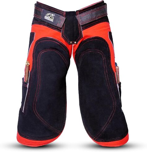 Equine Care Red Farrier Apron Chaps, Leather & Canvas, Back Support, 25in in Saudi Arabia