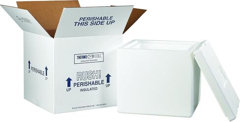 مجموعات شحن BOX USA صغيرة، 9.5 بوصة طول × 9.5 بوصة عرض × 7 بوصة ارتفاع عبوة واحدة | مجموعة شحن معزولة تحتوي على كرتون مموج أبيض مع غطاء للتعبئة والشحن والتخزين in Kuwait