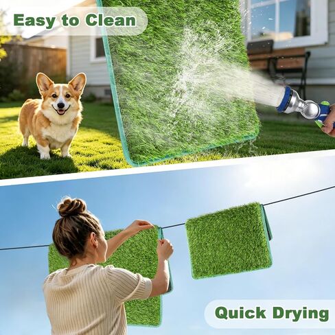 Artificial Grass for Dogs Potty Training, 2 Pack Dog Grass Pad 21.7x16.2in, Fake Grass Mat for Dogs Potty Tray with Hemmed Edge, Odorless Faster Drainage Quickly Drying Easy Clean, Indoor Outdoor Use in Kuwait