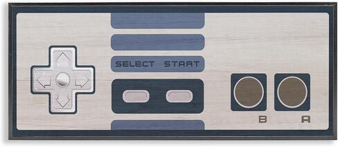 Stupell Industries Vintage Video Game Entertainment System Classic Controller Blue, Designed by Daphne Polselli White Framed Wall Art, 30 x 13 in Kuwait