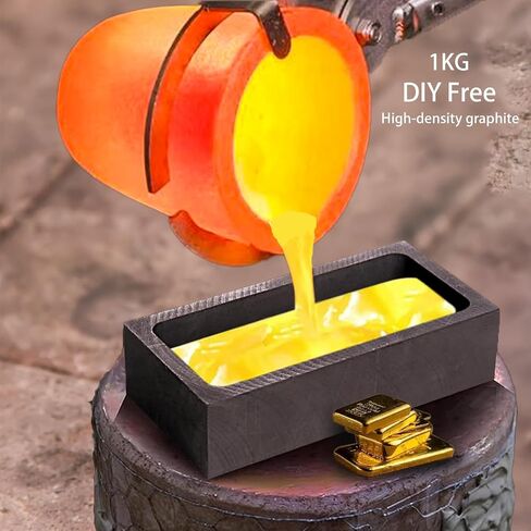 Luxiys 9 PCS Graphite Torch Melting Casting Kit, Including Graphite Casting Ingot Mould, Quartz Cup, 2 Crucible Stir Stick, Graphite Crucible, A Pair of Gloves, Suitable for Melting and Casting Gold in Saudi Arabia