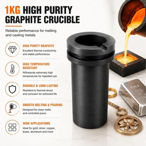 1KG High Purity Graphite Crucible for Metal Melting and Jewelry Making in Kuwait