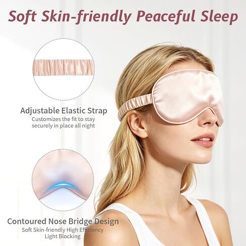 Eye Mask for Sleeping, 100% Duble Layer Mulberry Silk Sleep Mask, Super Soft Satin Sleep Mask, Satin Eye Masks for Sleeping Blockout, Blindfold, Night Mask, Eye Cover, Eye Shades, 2 Pack (Kid) in Kuwait