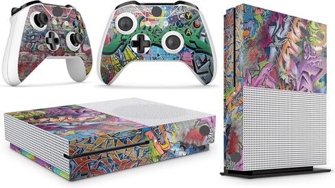 GNG Console Skin Decal Sticker Compatible with Xbox One S Black + 2 Controller Skins in Kuwait