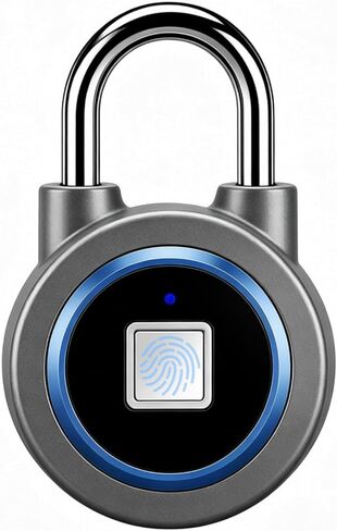 Fingerprint Padlock, Bluetooth Lock, Mobile APP, MEGAFEIS Smart Padlock with Keyless Biometric, Water Resistant, Suitable for Gym, Sports, Bike, School, Fence and Storage(Blue) in Kuwait