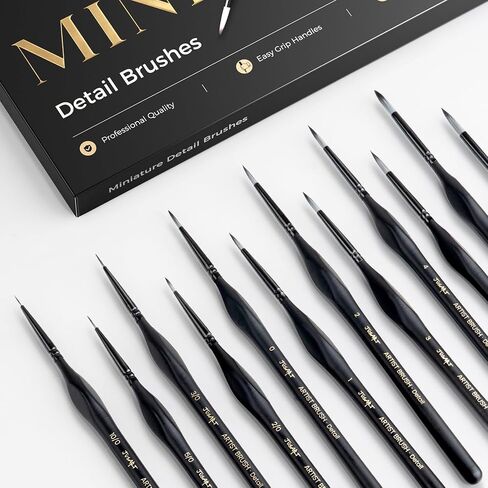 Miniature Paint Brushes 12 PCS, Fine Tip Model Paint Brushes, Black in Saudi Arabia