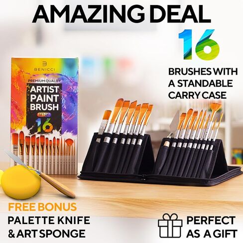 Acrylic Paint Brush Set of 16, Artist Paint Brushes for Acrylic Painting in Kuwait