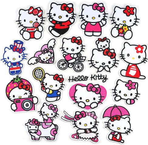 17Pcs Cute Cartoon Cat Iron On Patches, Sew on/Iron on Applique Embroidered Patches for Hats, Backpacks,Shirt,Shoes in Kuwait