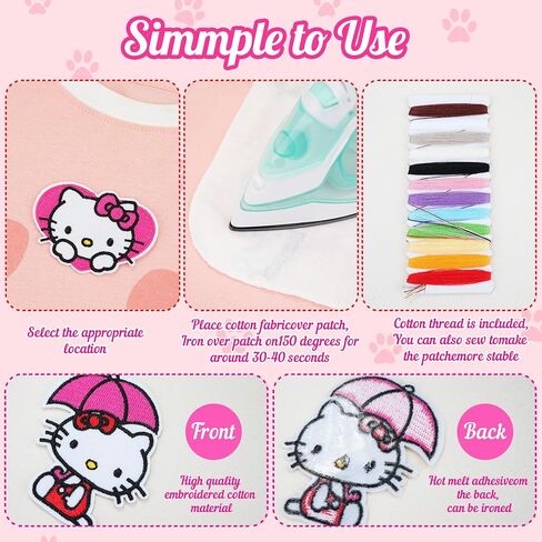 17Pcs Cute Cartoon Cat Iron On Patches, Sew on/Iron on Applique Embroidered Patches for Hats, Backpacks,Shirt,Shoes in Kuwait