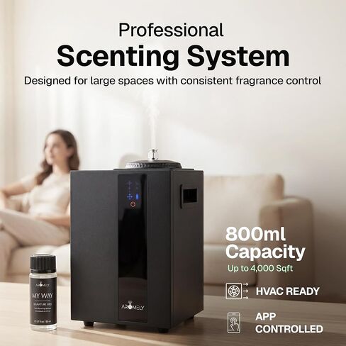 Aromely Smart Bluetooth HVAC Scent Diffuser, Aromatherapy Nebulizing Diffuser for Home, Office, Large Room, Perfect Aroma Diffuser Up to 4,000 SQSF with Large 800ml Oil Bottle (Black) in Saudi Arabia